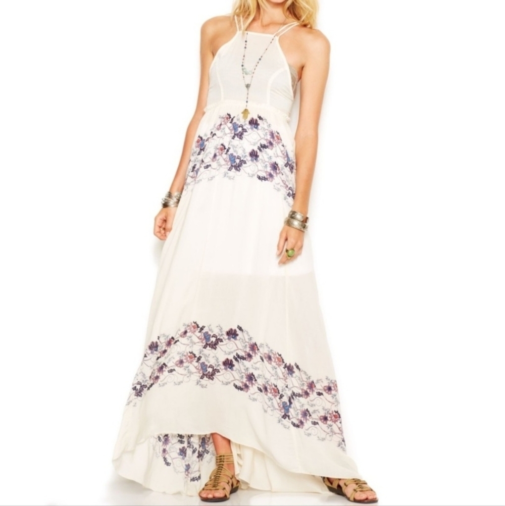 Free People Babydoll Maxi in White Cream Combo cottagecore coquette HTF RARE - Picture 2 of 11